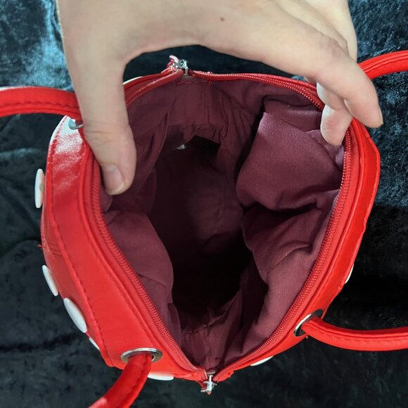 Mushroom-shaped purse with flower and grass details, 2 handles - Picture 10 of 16